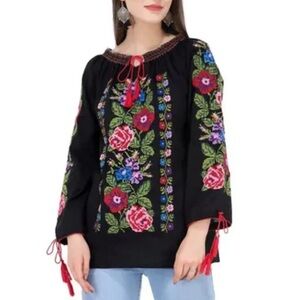 DURGA Black and floral Women's Top